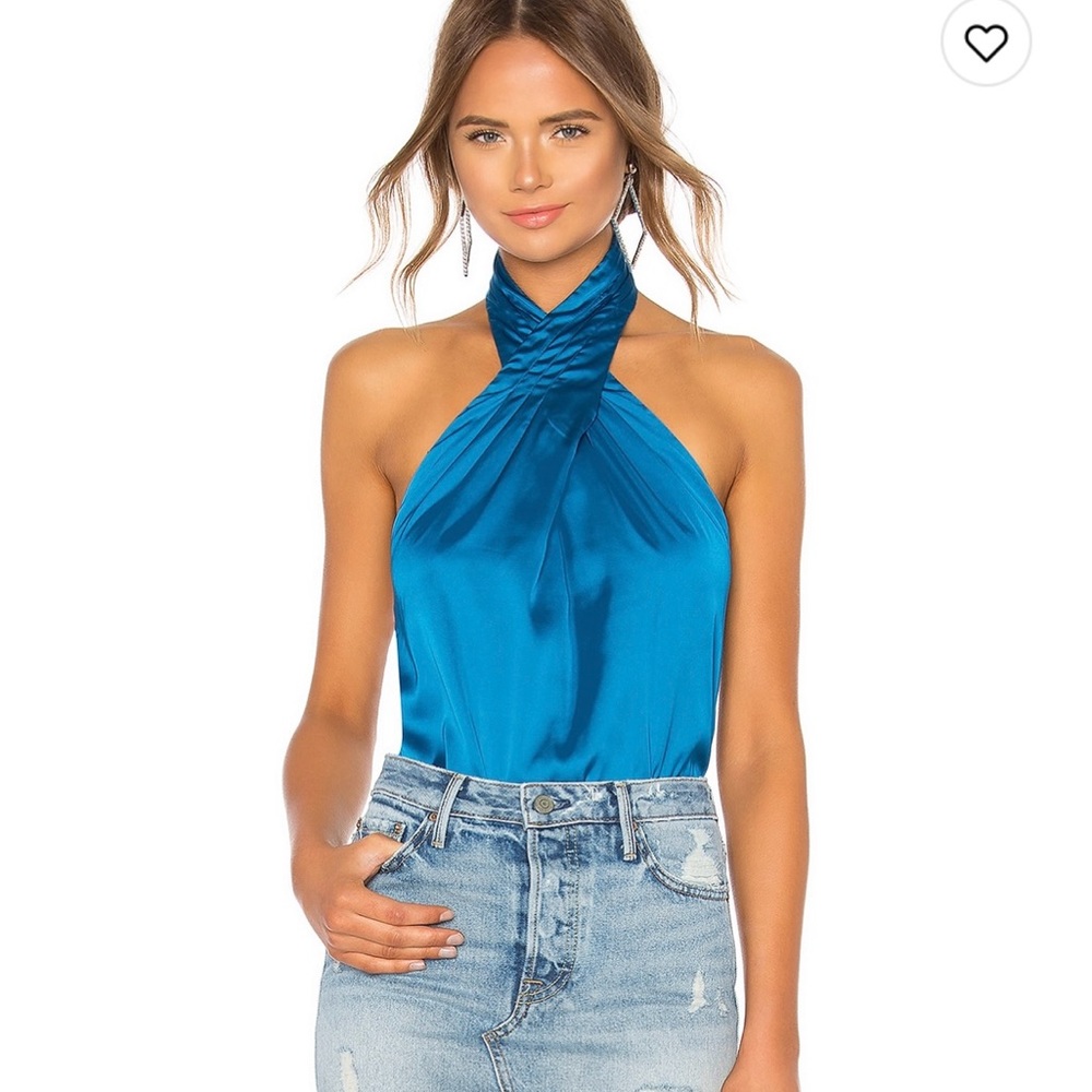 Amerie Pleated Halter Top in Blue superdown